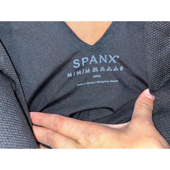 SPANX shape Shaping Piqué Pull-On Swim Dress Black Size M Womens - Picture 7 of 9